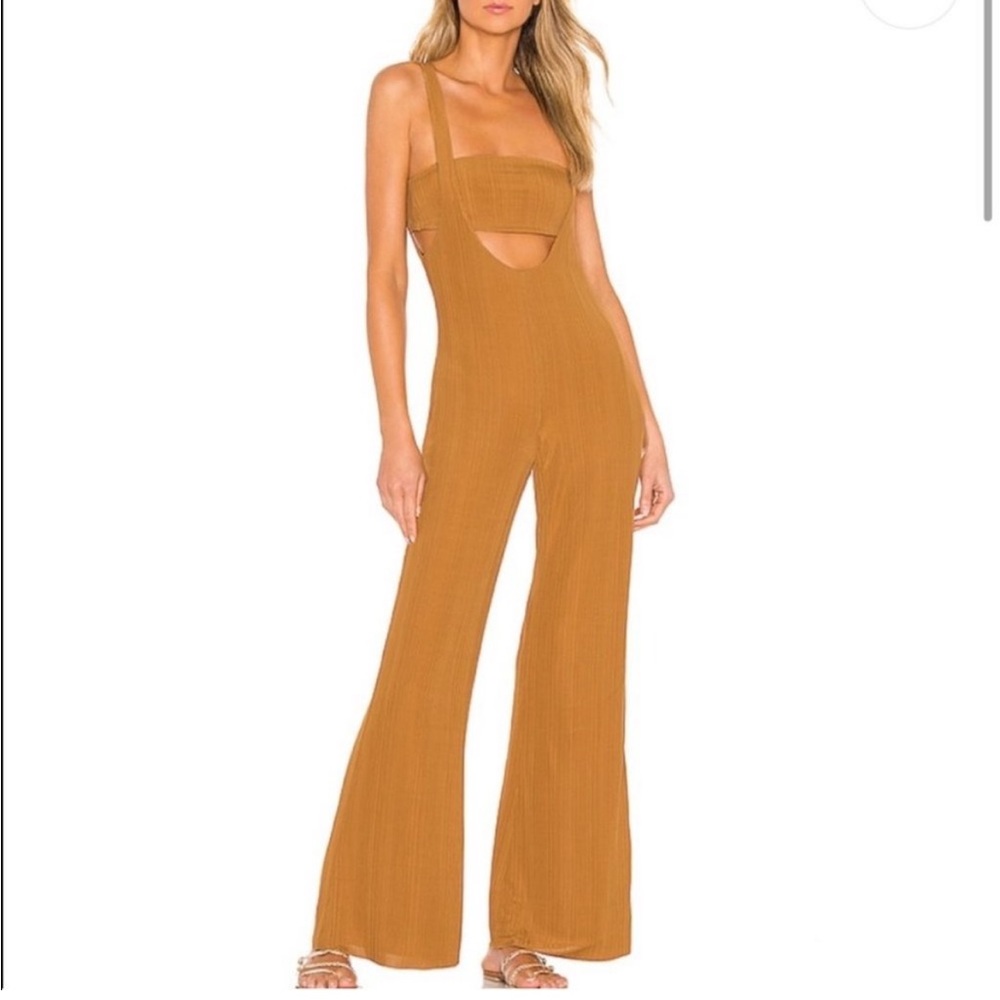 House of Harlow 1960 X Revolve golden yellow ribbed Marin Jumpsuit Medium
